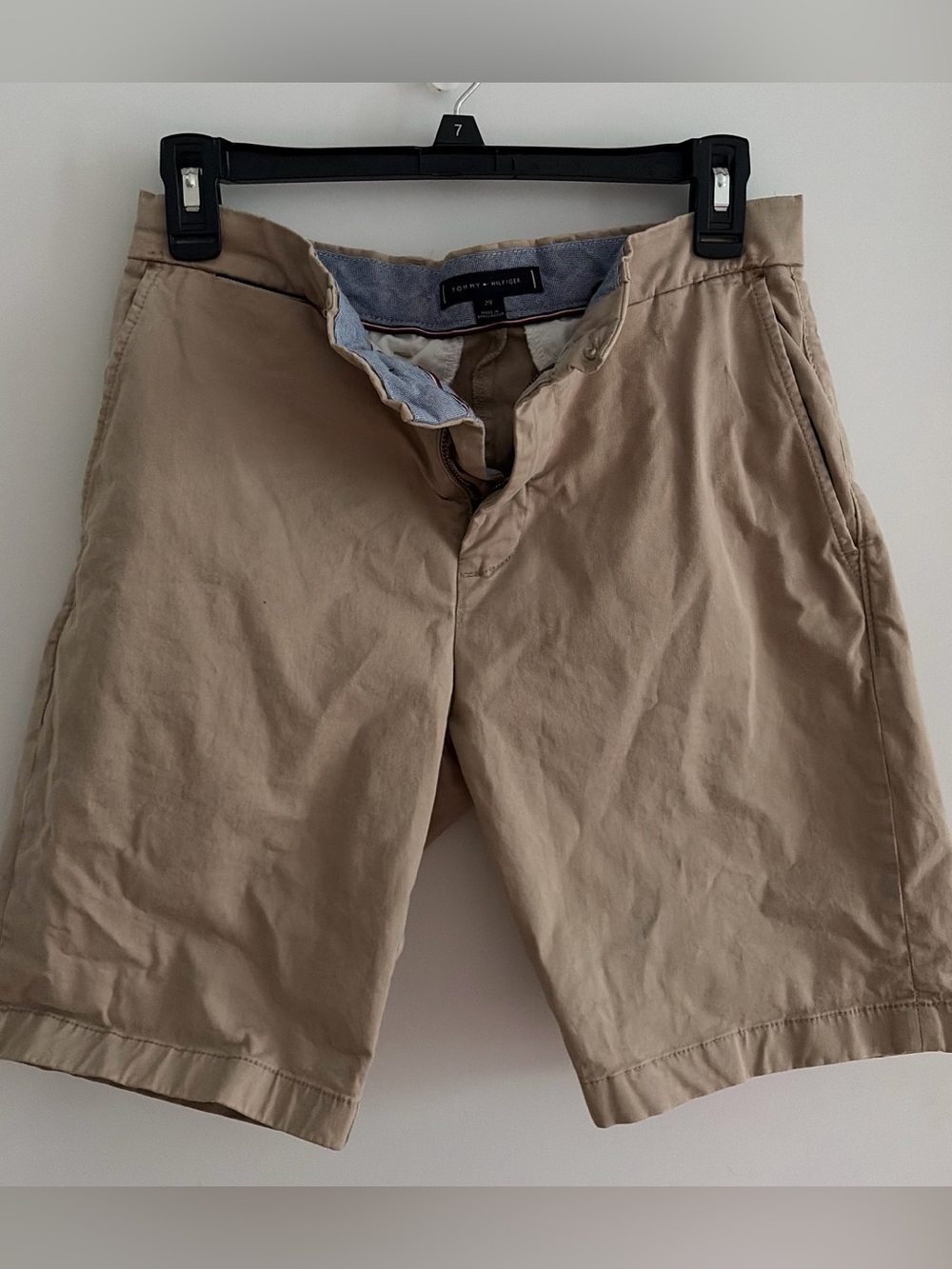 Tommy Hilfiger Men’s Beige Flat Front Cotton Shorts